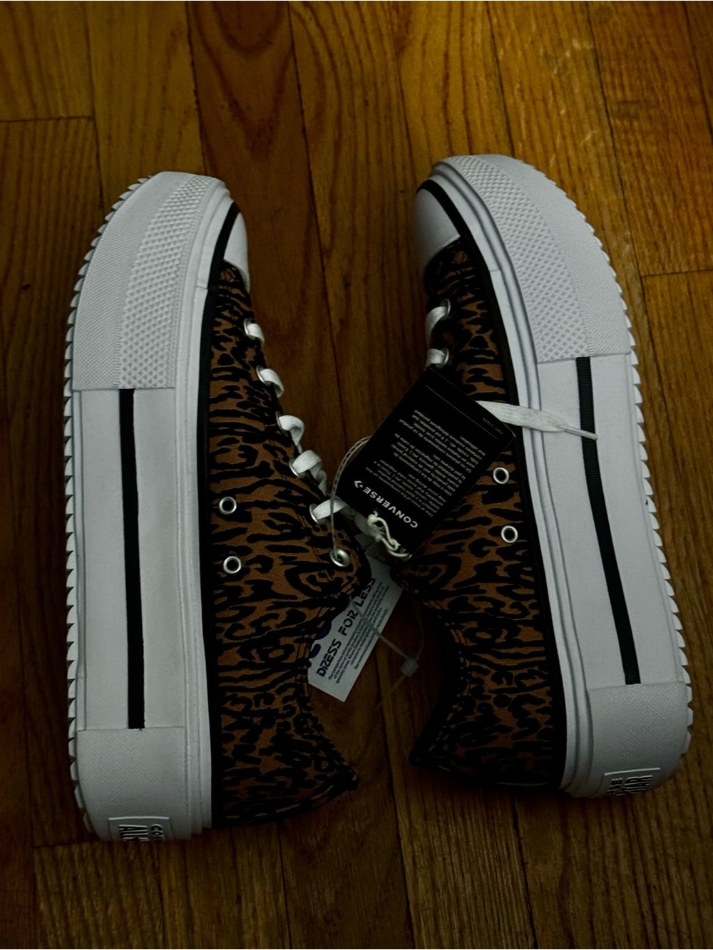 Converse Women’s Leopard Print Low Top Sneakers - Brown & Black - Picture 3 of 4